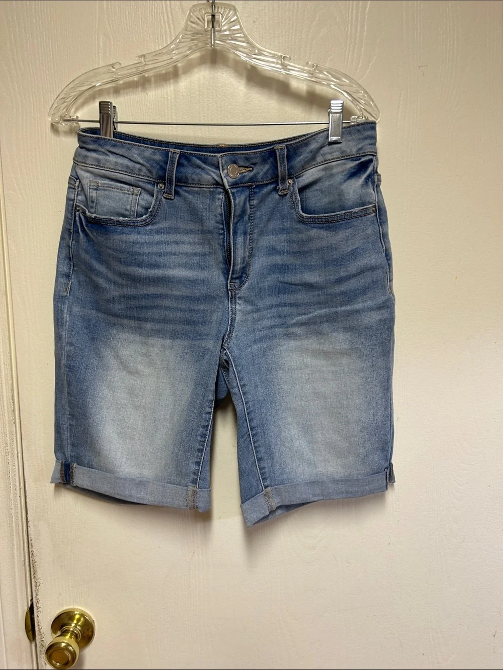 Time and Tru Light Blue Rolled Hem Bermuda Shorts
